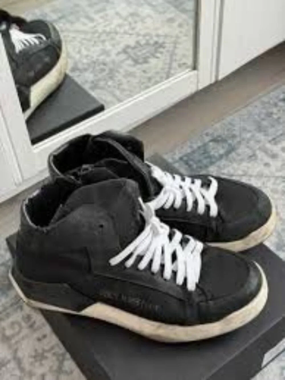22- NIB CINZIA ARAIA BLACK CALF LEATHER LOW TOP SNEAKERS - MADE IN ITALY - Picture 6 of 9